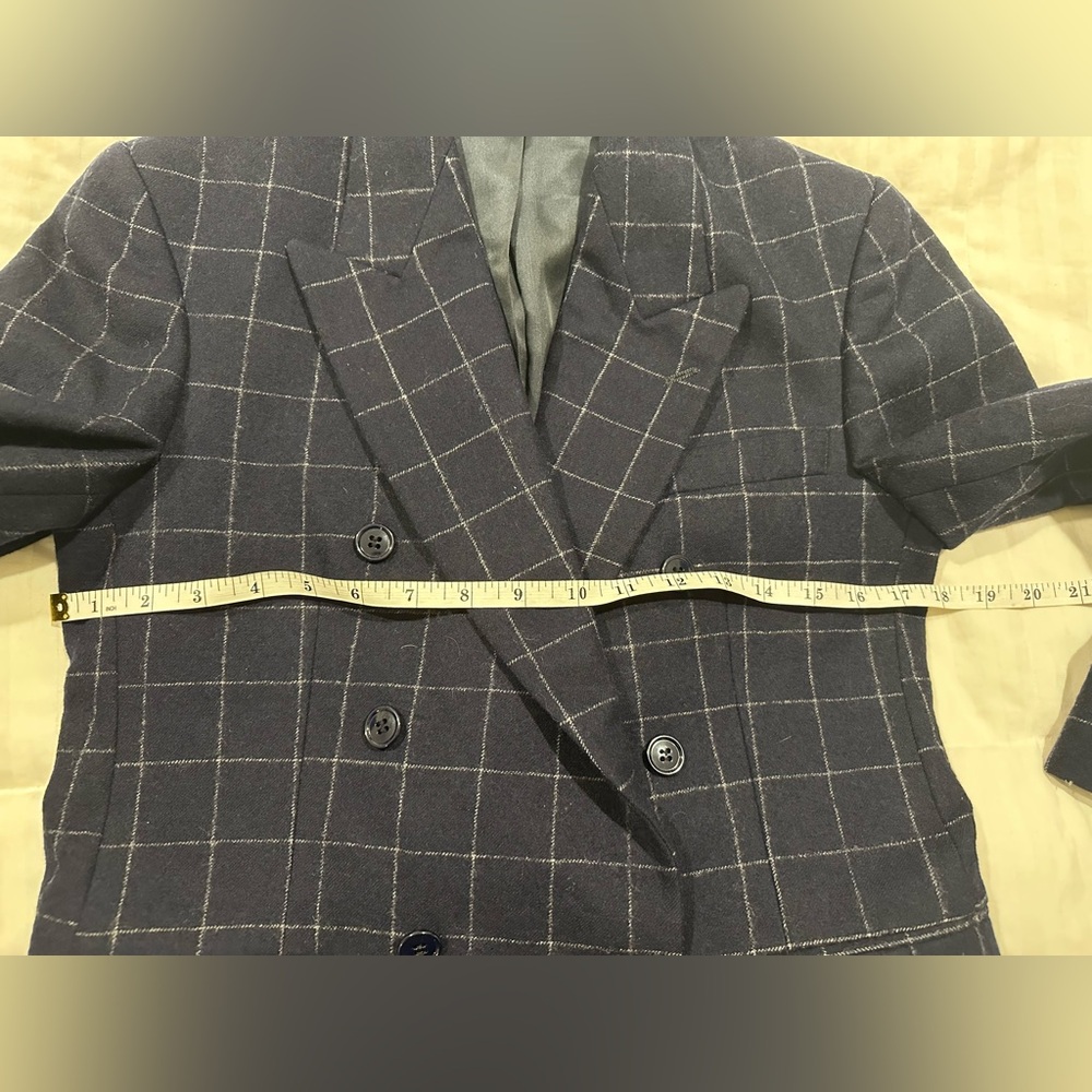 Ralph Lauren Polo double breasted navy windowpane 100% wool grandpa Blazer - Picture 8 of 10